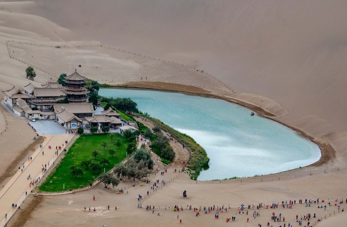 aerial photography of house at Lake Yueyaquan during daytime